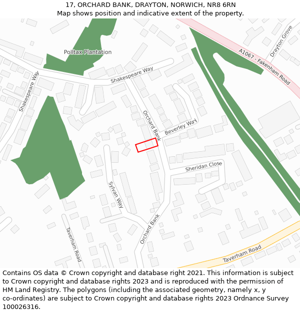 17, ORCHARD BANK, DRAYTON, NORWICH, NR8 6RN: Location map and indicative extent of plot