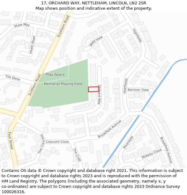 17, ORCHARD WAY, NETTLEHAM, LINCOLN, LN2 2SR: Location map and indicative extent of plot