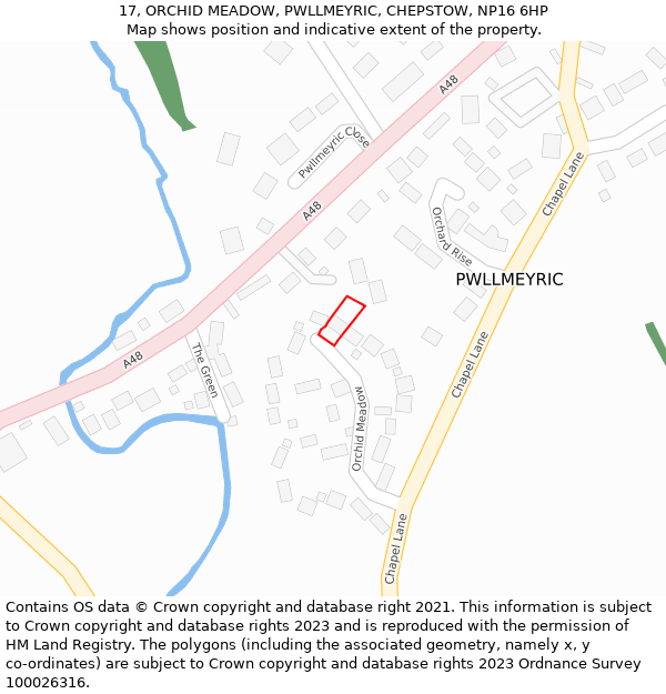 17, ORCHID MEADOW, PWLLMEYRIC, CHEPSTOW, NP16 6HP: Location map and indicative extent of plot