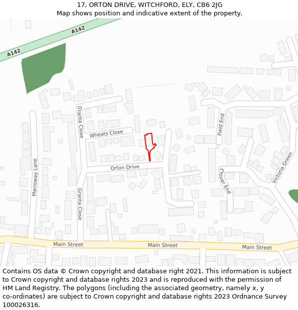 17, ORTON DRIVE, WITCHFORD, ELY, CB6 2JG: Location map and indicative extent of plot