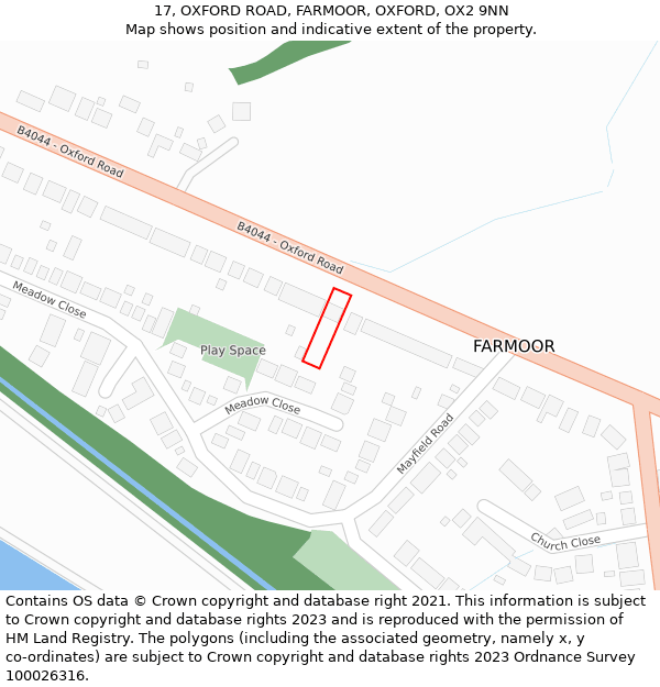 17, OXFORD ROAD, FARMOOR, OXFORD, OX2 9NN: Location map and indicative extent of plot