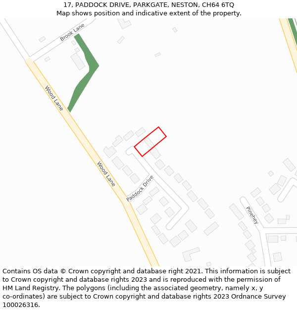 17, PADDOCK DRIVE, PARKGATE, NESTON, CH64 6TQ: Location map and indicative extent of plot