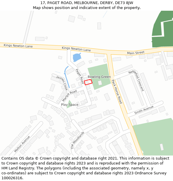 17, PAGET ROAD, MELBOURNE, DERBY, DE73 8JW: Location map and indicative extent of plot