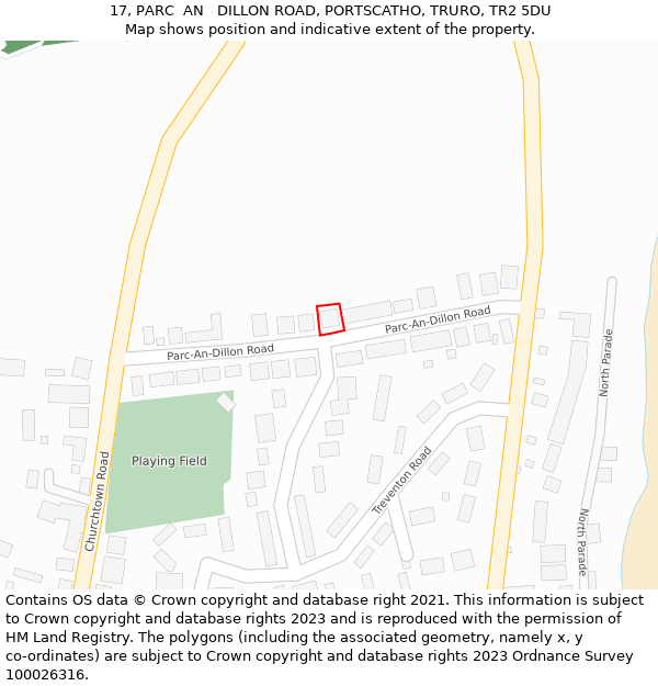 17, PARC  AN   DILLON ROAD, PORTSCATHO, TRURO, TR2 5DU: Location map and indicative extent of plot