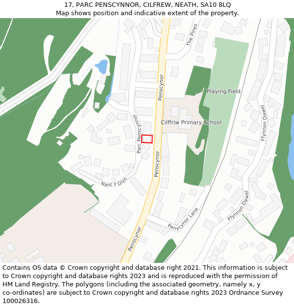 17, PARC PENSCYNNOR, CILFREW, NEATH, SA10 8LQ: Location map and indicative extent of plot