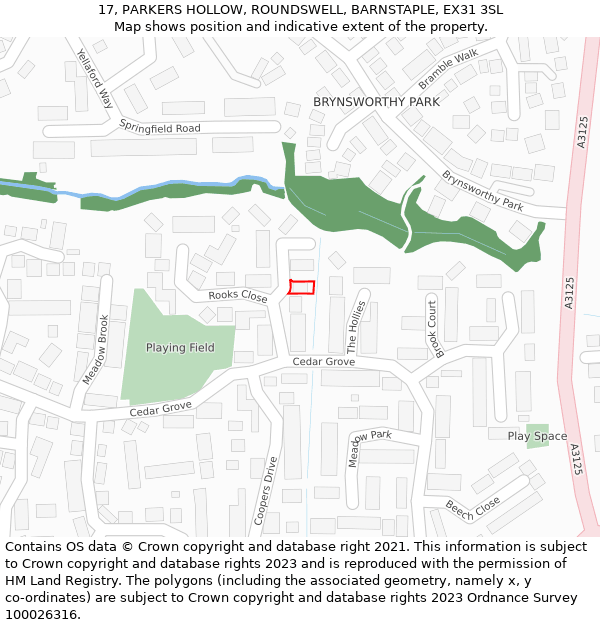 17, PARKERS HOLLOW, ROUNDSWELL, BARNSTAPLE, EX31 3SL: Location map and indicative extent of plot