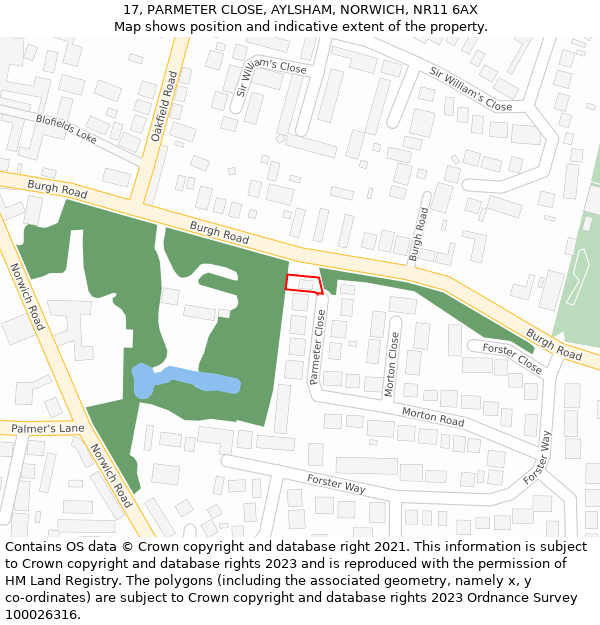 17, PARMETER CLOSE, AYLSHAM, NORWICH, NR11 6AX: Location map and indicative extent of plot