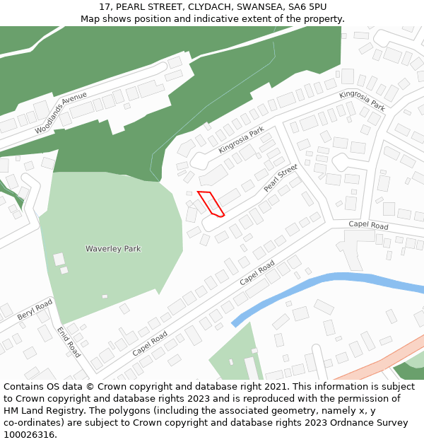 17, PEARL STREET, CLYDACH, SWANSEA, SA6 5PU: Location map and indicative extent of plot