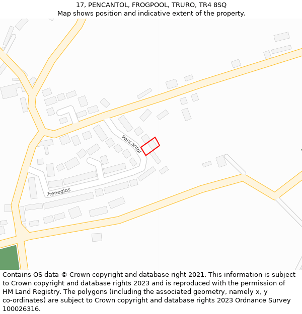 17, PENCANTOL, FROGPOOL, TRURO, TR4 8SQ: Location map and indicative extent of plot