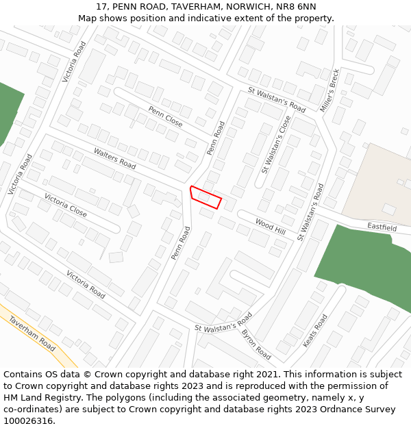 17, PENN ROAD, TAVERHAM, NORWICH, NR8 6NN: Location map and indicative extent of plot