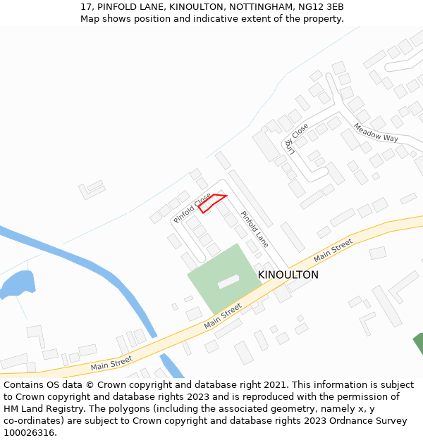 17, PINFOLD LANE, KINOULTON, NOTTINGHAM, NG12 3EB: Location map and indicative extent of plot