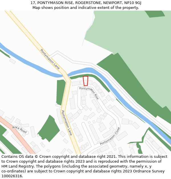 17, PONTYMASON RISE, ROGERSTONE, NEWPORT, NP10 9GJ: Location map and indicative extent of plot