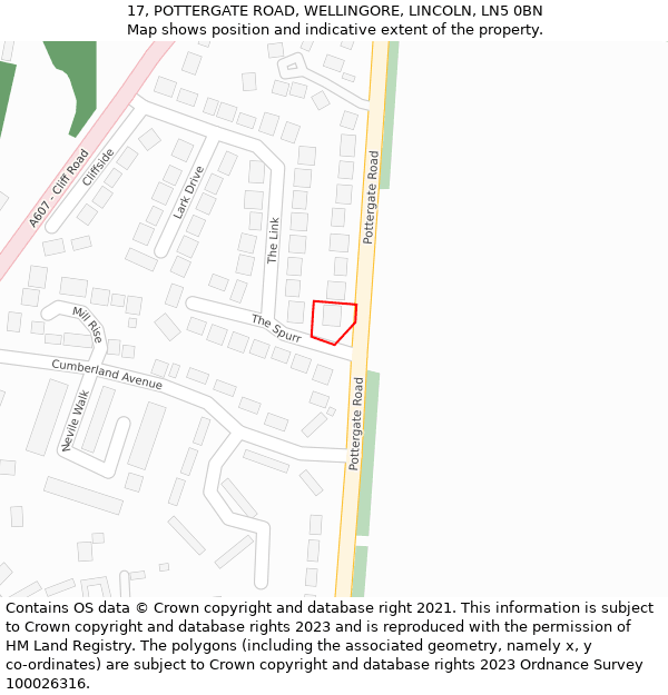 17, POTTERGATE ROAD, WELLINGORE, LINCOLN, LN5 0BN: Location map and indicative extent of plot