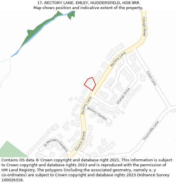 17, RECTORY LANE, EMLEY, HUDDERSFIELD, HD8 9RR: Location map and indicative extent of plot