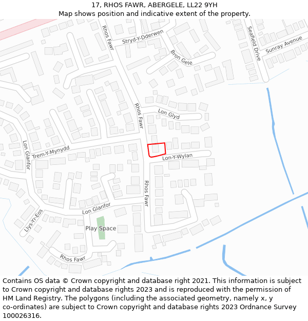 17, RHOS FAWR, ABERGELE, LL22 9YH: Location map and indicative extent of plot