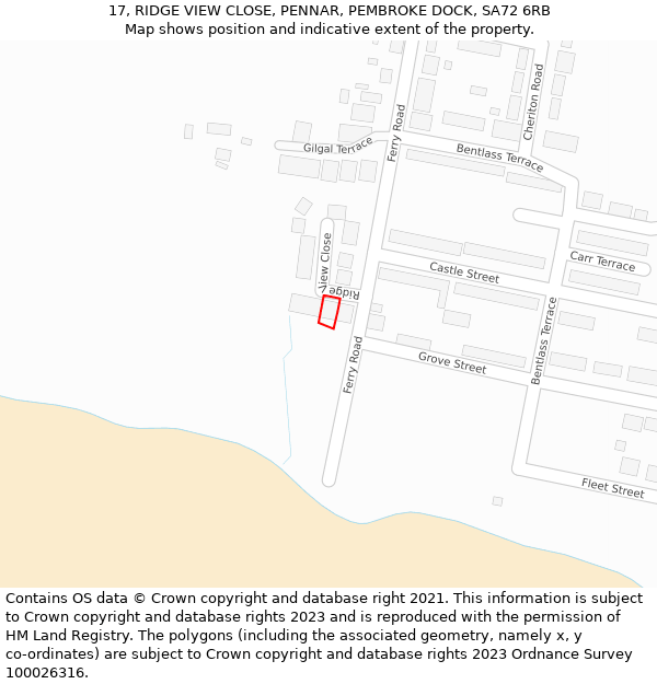 17, RIDGE VIEW CLOSE, PENNAR, PEMBROKE DOCK, SA72 6RB: Location map and indicative extent of plot