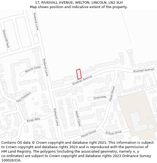 17, RIVEHALL AVENUE, WELTON, LINCOLN, LN2 3LH: Location map and indicative extent of plot