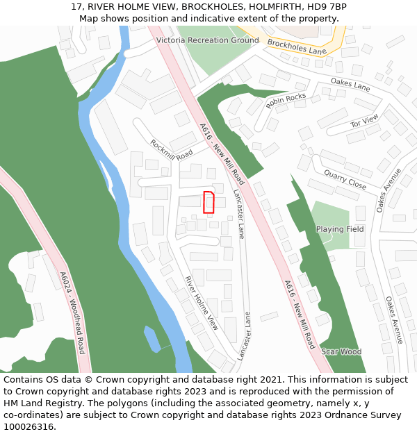 17, RIVER HOLME VIEW, BROCKHOLES, HOLMFIRTH, HD9 7BP: Location map and indicative extent of plot