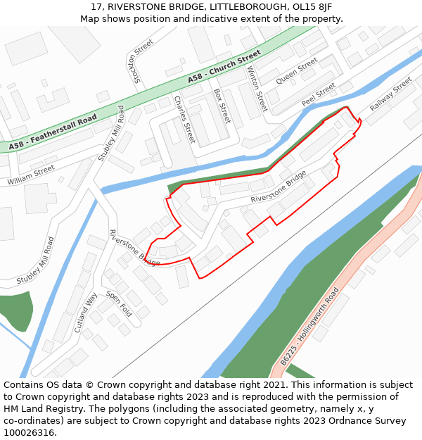 17, RIVERSTONE BRIDGE, LITTLEBOROUGH, OL15 8JF: Location map and indicative extent of plot