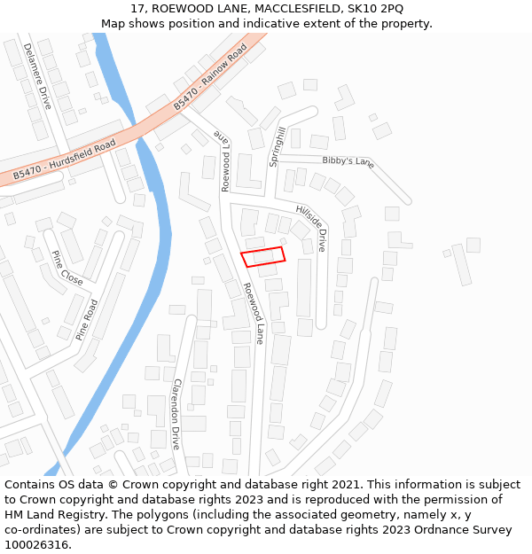 17, ROEWOOD LANE, MACCLESFIELD, SK10 2PQ: Location map and indicative extent of plot