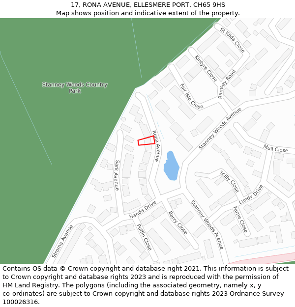 17, RONA AVENUE, ELLESMERE PORT, CH65 9HS: Location map and indicative extent of plot