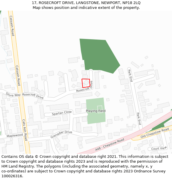 17, ROSECROFT DRIVE, LANGSTONE, NEWPORT, NP18 2LQ: Location map and indicative extent of plot