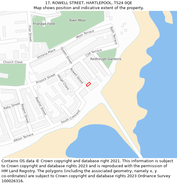 17, ROWELL STREET, HARTLEPOOL, TS24 0QE: Location map and indicative extent of plot