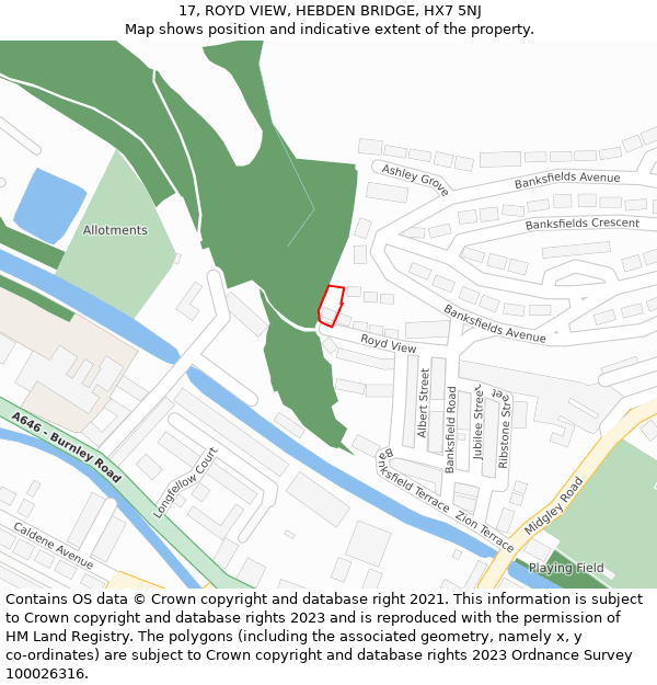 17, ROYD VIEW, HEBDEN BRIDGE, HX7 5NJ: Location map and indicative extent of plot