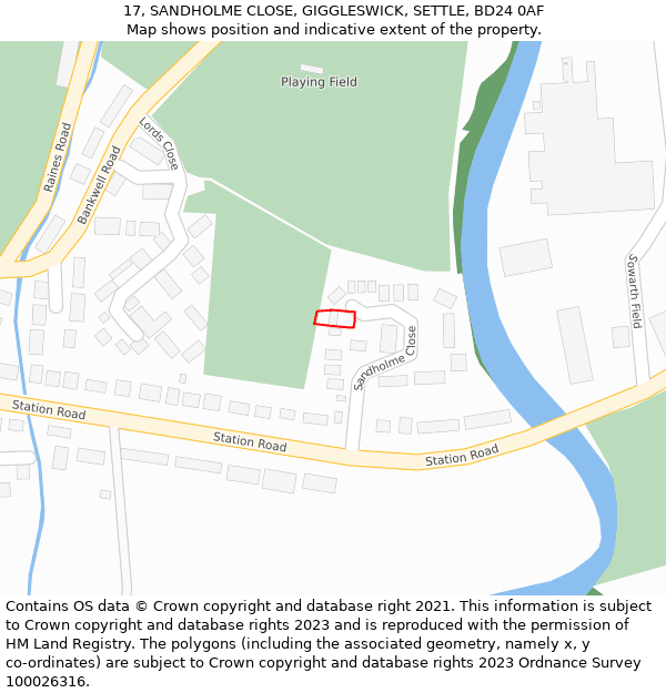 17, SANDHOLME CLOSE, GIGGLESWICK, SETTLE, BD24 0AF: Location map and indicative extent of plot