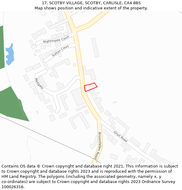 17, SCOTBY VILLAGE, SCOTBY, CARLISLE, CA4 8BS: Location map and indicative extent of plot