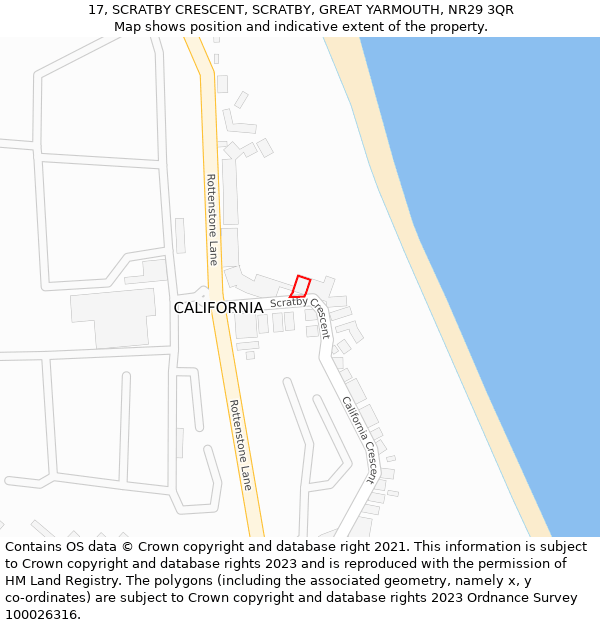 17, SCRATBY CRESCENT, SCRATBY, GREAT YARMOUTH, NR29 3QR: Location map and indicative extent of plot
