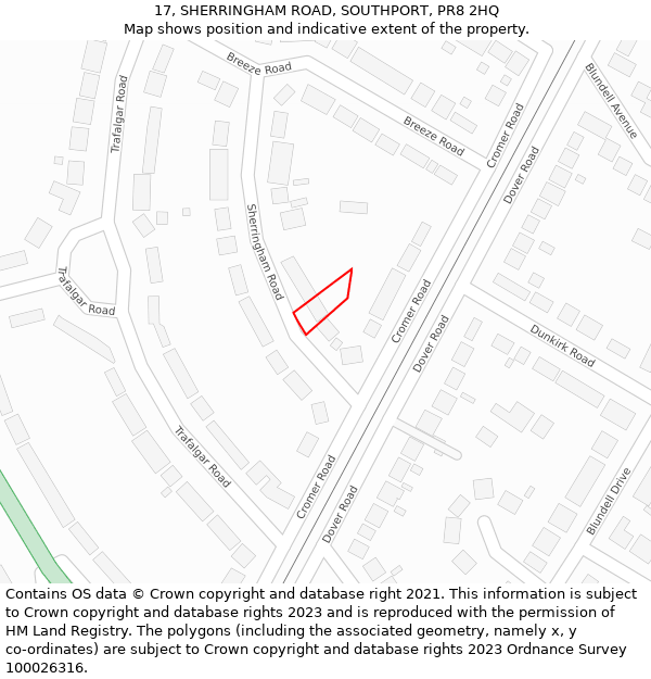 17, SHERRINGHAM ROAD, SOUTHPORT, PR8 2HQ: Location map and indicative extent of plot