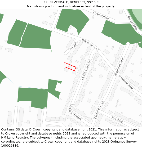 17, SILVERDALE, BENFLEET, SS7 3JR: Location map and indicative extent of plot