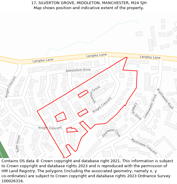 17, SILVERTON GROVE, MIDDLETON, MANCHESTER, M24 5JH: Location map and indicative extent of plot