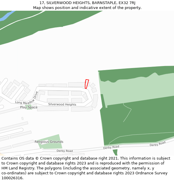 17, SILVERWOOD HEIGHTS, BARNSTAPLE, EX32 7RJ: Location map and indicative extent of plot