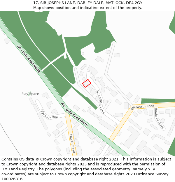 17, SIR JOSEPHS LANE, DARLEY DALE, MATLOCK, DE4 2GY: Location map and indicative extent of plot