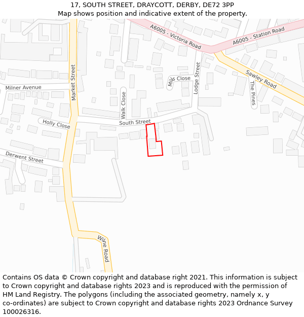 17, SOUTH STREET, DRAYCOTT, DERBY, DE72 3PP: Location map and indicative extent of plot