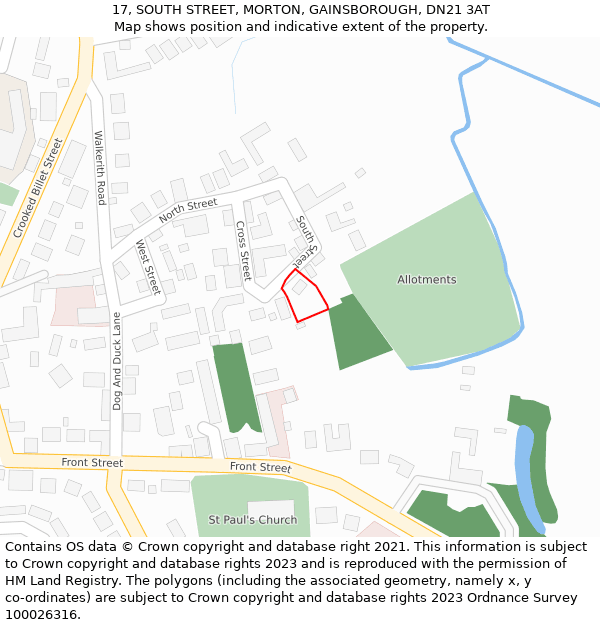 17, SOUTH STREET, MORTON, GAINSBOROUGH, DN21 3AT: Location map and indicative extent of plot