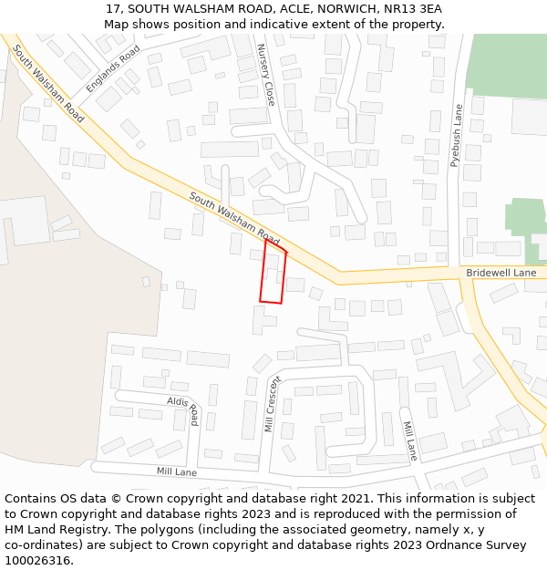17, SOUTH WALSHAM ROAD, ACLE, NORWICH, NR13 3EA: Location map and indicative extent of plot