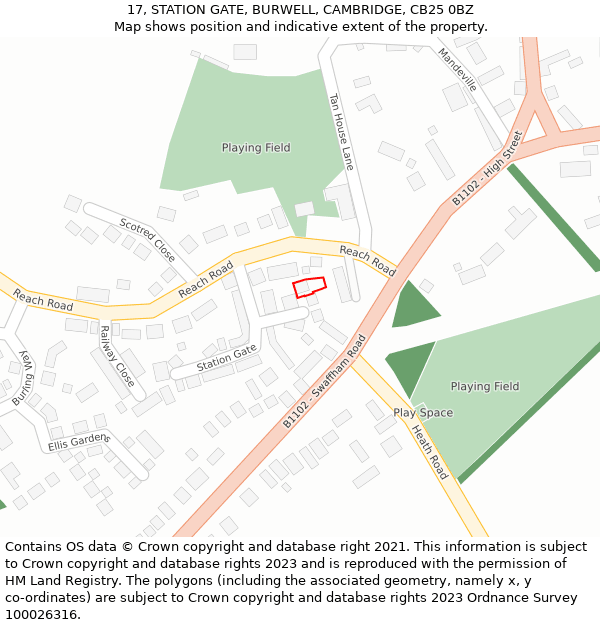 17, STATION GATE, BURWELL, CAMBRIDGE, CB25 0BZ: Location map and indicative extent of plot