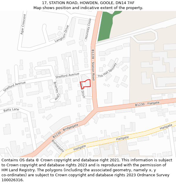 17, STATION ROAD, HOWDEN, GOOLE, DN14 7AF: Location map and indicative extent of plot