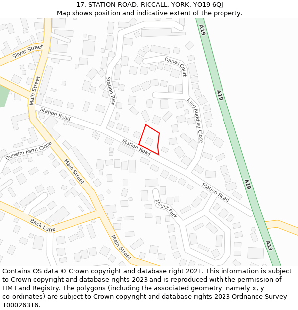 17, STATION ROAD, RICCALL, YORK, YO19 6QJ: Location map and indicative extent of plot
