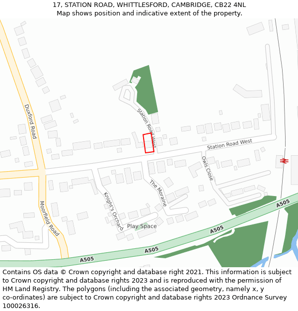 17, STATION ROAD, WHITTLESFORD, CAMBRIDGE, CB22 4NL: Location map and indicative extent of plot