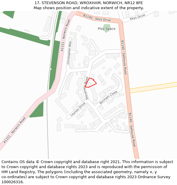 17, STEVENSON ROAD, WROXHAM, NORWICH, NR12 8FE: Location map and indicative extent of plot