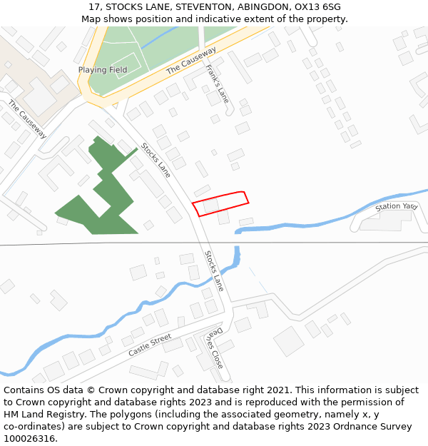 17, STOCKS LANE, STEVENTON, ABINGDON, OX13 6SG: Location map and indicative extent of plot