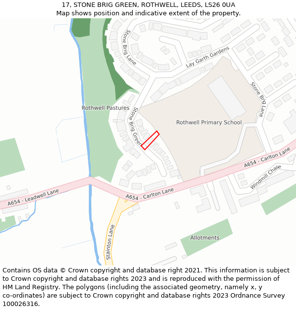 17, STONE BRIG GREEN, ROTHWELL, LEEDS, LS26 0UA: Location map and indicative extent of plot