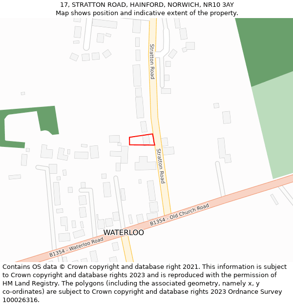 17, STRATTON ROAD, HAINFORD, NORWICH, NR10 3AY: Location map and indicative extent of plot