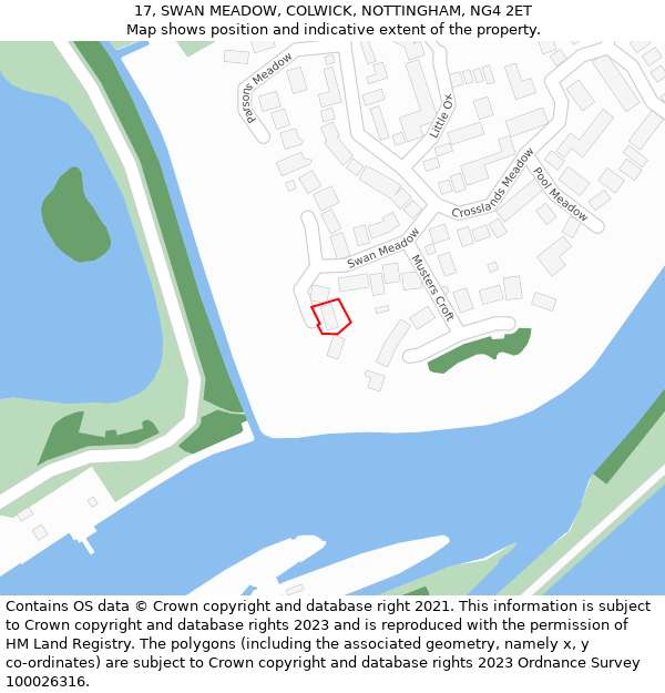 17, SWAN MEADOW, COLWICK, NOTTINGHAM, NG4 2ET: Location map and indicative extent of plot