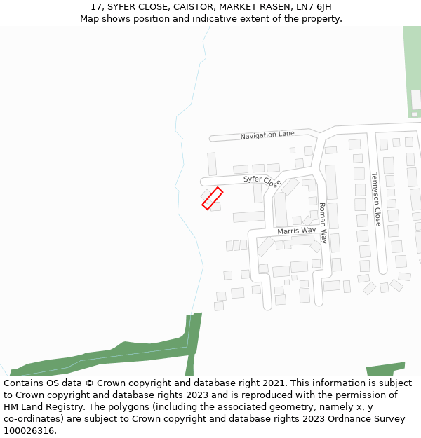 17, SYFER CLOSE, CAISTOR, MARKET RASEN, LN7 6JH: Location map and indicative extent of plot