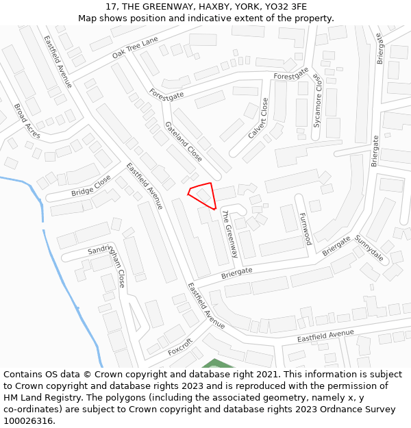 17, THE GREENWAY, HAXBY, YORK, YO32 3FE: Location map and indicative extent of plot